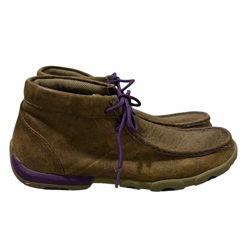 Twisted X Driving Moc Leather Toe Boots Purple/Brown Women's Size 9.5M